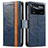 Leather Case Stands Flip Cover Holder S02D for Xiaomi Redmi Note 11E Pro 5G Blue