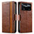 Leather Case Stands Flip Cover Holder S02D for Xiaomi Redmi Note 11E Pro 5G Brown