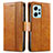 Leather Case Stands Flip Cover Holder S02D for Xiaomi Redmi Note 12 4G Light Brown