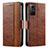 Leather Case Stands Flip Cover Holder S02D for Xiaomi Redmi Note 12S Brown