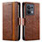 Leather Case Stands Flip Cover Holder S02D for Xiaomi Redmi Note 13 Pro 5G Brown