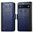 Leather Case Stands Flip Cover Holder S03D for Google Pixel 6a 5G Blue