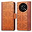 Leather Case Stands Flip Cover Holder S03D for Huawei Enjoy 50 Pro Brown