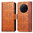 Leather Case Stands Flip Cover Holder S03D for Huawei Mate 50 Pro Brown