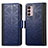 Leather Case Stands Flip Cover Holder S03D for Motorola Moto G42 Blue