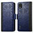 Leather Case Stands Flip Cover Holder S03D for Nokia C2 2nd Edition Blue