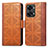 Leather Case Stands Flip Cover Holder S03D for OnePlus Nord 2T 5G Brown