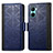 Leather Case Stands Flip Cover Holder S03D for Realme C33 (2023) Blue