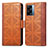 Leather Case Stands Flip Cover Holder S03D for Realme Q5i 5G Brown