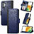 Leather Case Stands Flip Cover Holder S03D for Samsung Galaxy A13 4G Blue