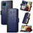 Leather Case Stands Flip Cover Holder S03D for Samsung Galaxy M12 Blue