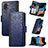 Leather Case Stands Flip Cover Holder S03D for Samsung Galaxy XCover 6 Pro 5G Blue