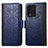 Leather Case Stands Flip Cover Holder S03D for Vivo iQOO 10 5G Blue