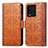 Leather Case Stands Flip Cover Holder S03D for Vivo iQOO 10 5G Brown