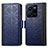 Leather Case Stands Flip Cover Holder S03D for Vivo Y35 4G Blue