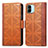 Leather Case Stands Flip Cover Holder S03D for Xiaomi Poco C50 Brown