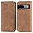 Leather Case Stands Flip Cover Holder S04D for Google Pixel 7 5G Brown