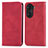 Leather Case Stands Flip Cover Holder S04D for Huawei Honor 60 5G Red