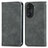 Leather Case Stands Flip Cover Holder S04D for Huawei Honor 60 Pro 5G Gray