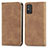 Leather Case Stands Flip Cover Holder S04D for Huawei Honor X10 Max 5G Brown