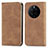 Leather Case Stands Flip Cover Holder S04D for Huawei Mate 50 Brown