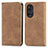 Leather Case Stands Flip Cover Holder S04D for Huawei Nova 9 Brown