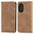 Leather Case Stands Flip Cover Holder S04D for Huawei Nova 9 SE Brown