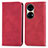 Leather Case Stands Flip Cover Holder S04D for Huawei P50 Pro Red