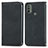 Leather Case Stands Flip Cover Holder S04D for Motorola Moto E20 Black