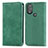 Leather Case Stands Flip Cover Holder S04D for Motorola Moto G Play Gen 2 Green