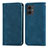 Leather Case Stands Flip Cover Holder S04D for Motorola Moto G14 Blue
