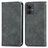 Leather Case Stands Flip Cover Holder S04D for Motorola Moto G14 Gray