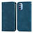 Leather Case Stands Flip Cover Holder S04D for Motorola Moto G31 Blue