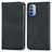 Leather Case Stands Flip Cover Holder S04D for Motorola Moto G41 Black