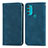 Leather Case Stands Flip Cover Holder S04D for Motorola Moto G71 5G Blue