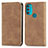 Leather Case Stands Flip Cover Holder S04D for Motorola Moto G71 5G Brown