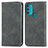 Leather Case Stands Flip Cover Holder S04D for Motorola Moto G71 5G Gray