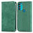 Leather Case Stands Flip Cover Holder S04D for Motorola Moto G71 5G Green