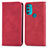 Leather Case Stands Flip Cover Holder S04D for Motorola Moto G71 5G Red