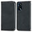 Leather Case Stands Flip Cover Holder S04D for Oppo A16 Black