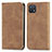 Leather Case Stands Flip Cover Holder S04D for Oppo A16K Brown