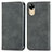 Leather Case Stands Flip Cover Holder S04D for Oppo A17K Gray