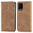 Leather Case Stands Flip Cover Holder S04D for Oppo A54 4G Brown