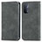 Leather Case Stands Flip Cover Holder S04D for Oppo A54 5G Gray