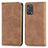 Leather Case Stands Flip Cover Holder S04D for Oppo A74 4G Brown