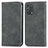 Leather Case Stands Flip Cover Holder S04D for Oppo A74 4G Gray
