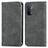 Leather Case Stands Flip Cover Holder S04D for Oppo A74 5G Gray