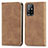 Leather Case Stands Flip Cover Holder S04D for Oppo A94 5G Brown