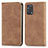 Leather Case Stands Flip Cover Holder S04D for Oppo F19 Brown