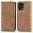 Leather Case Stands Flip Cover Holder S04D for Oppo Find X5 Pro 5G Brown